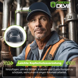 GREEN DEVIL Matrix Lite Head Protection Bump Cap Universal Safety Bump Cap Insert Hard Shell ABS Hard Shell Breathable Lightweight Anti-shock Fits in Any Baseball Hat or Hard Hat (Grey)