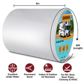EDSRDRUS RV Roof Tape, Heavy-Duty Adhesive Butyl Seal Tape Waterproof UV-Resistant for RV Repair, RV Sealant Tape for Boat, Camper Roof Leaks (White, 6inch*50ft)