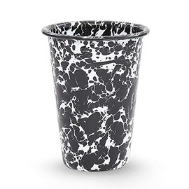 Crow Canyon Home Enamelware Tumbler, 14 ounce, Vintage White/Red (Set of 4)