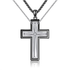 ONEFINITY Cross Couple Necklace Sterling Silver His And Hers Matching Necklace Cross Pendant Couples Jewelry Gifts For Women Men