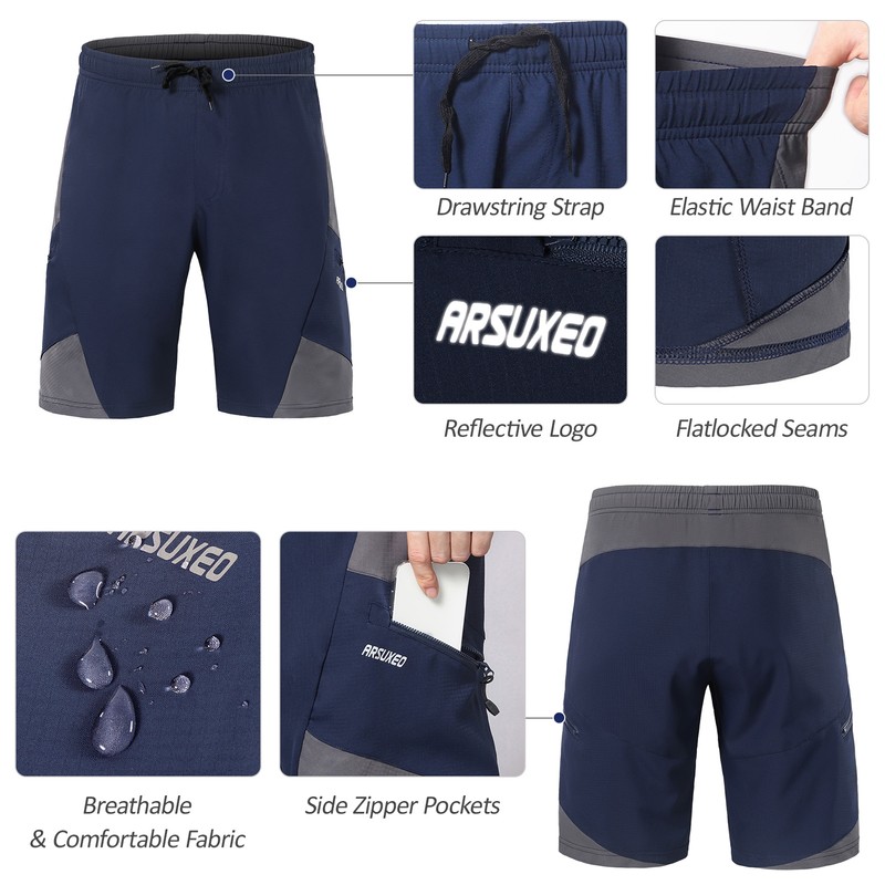 2 In 1 Padded Bike Shorts with Pockets Men Breathable