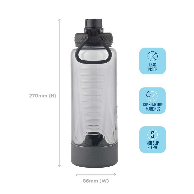 Smash Active Free Flow Water Bottle 1 Litre Black