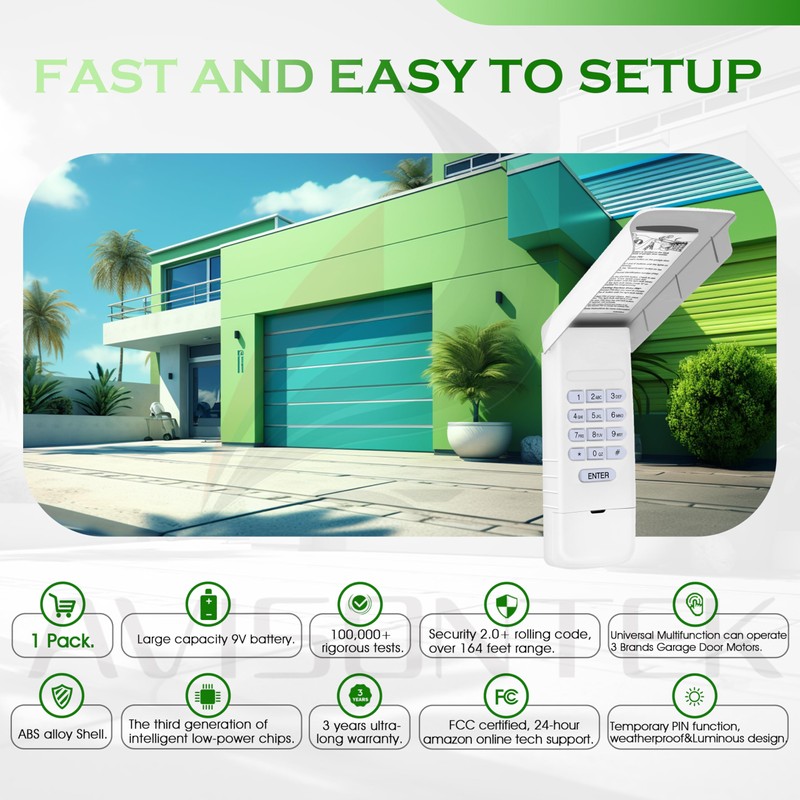 1Pack - Universal LiftMaster 878MAX Garage Door Opener Keypad (1993-Present)