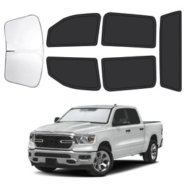 Car Window Shades Fit for Dodge RAM 1500 2019-2024, 6PCS Full Set Window Covers to Blocks UV & Heat, Windshield, Side, Rear Windows Privacy Sunshade for Travel, Camping & Napping