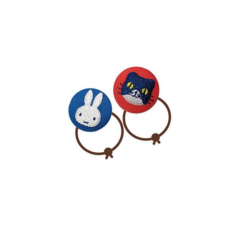 Minoda Miffy and Cat Button Blue & Red D02B1151