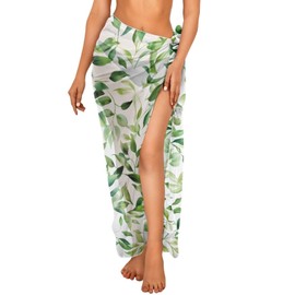 Tongluoye - Traje de baño para mujer, falda cruzada de gasa para playa, Verde (Green leaves), One Size