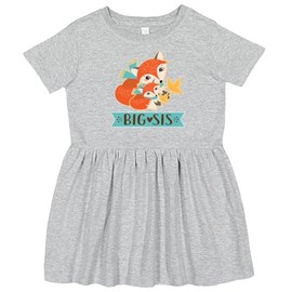 inktastic Big Sis Woodland Fox Sister Toddler Dress 2T Heather Grey 2db14