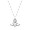 Medsor Saturn Necklace Planet Silver Heart Crystal Rhinestone Necklace Y2k
