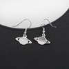 White Gold Plated 925 Sterling Silver Hammered Planet Saturn Earrings