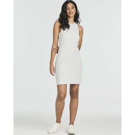 Real Essentials 3 Pack Womens Summer Ladies Ribbed High Neck Racerback Tank Mini Dress Short Casual 2024 Ribbed Jersey Bodycon