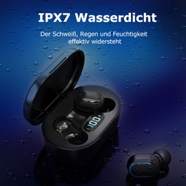 KASSPI 2023 Kopfhörer Kabellos In-Ear Bluetooth mit Mic,25 Std Akkulaufzeit,Hi-Fi Stereo,Tastesteuerung,LED Anzeige,IP7 Wasserdicht,Bluetooth Ohrhörer