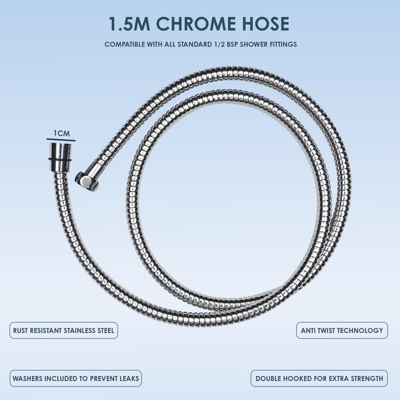 AQUALONA® Chrome Hose for Handheld Shower Head - Rub Clean