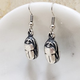 Scarab Earrings - Antique Silver Finish
