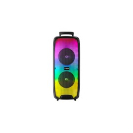 Fisher Bluetooth PA Stereo Speakers System-Karaoke Portable Wireless DJ, Dual 6.5" 16W Peak Power, Loud HD Sound & LED Lights, Rechargeable, Microphone, USB, TWS, FM Radio, Indoor/Outdoor Party