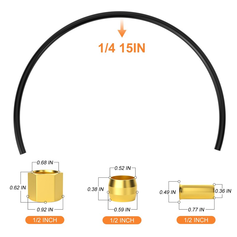 GASHER 10Pcs 15Inch Air Compressor Unloader Tube Kit, Contains 1/2"