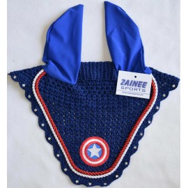 ZAINEE CAPTAIN AMERICA HORSE EAR BONNET/NET/HOO - ROYAL BLUE, COB