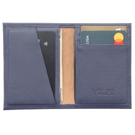 VOLPE Slim Wallet Genuine Leather for Men and Women (Blue)