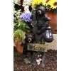 Climbing Black Bear Cubs Garden Light Welcome Statue Figurine Solar