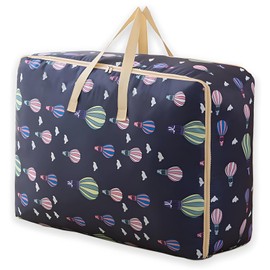 Large Storage Bags 84L Waterproof Heavy Duty Oxford Organizer Bags, Duvet Storage Bag, King Size Moving Bags Totes Waterproof Organizer Bags for Clothes, Quilt, Blankets, Bedding(Blue Ballon)