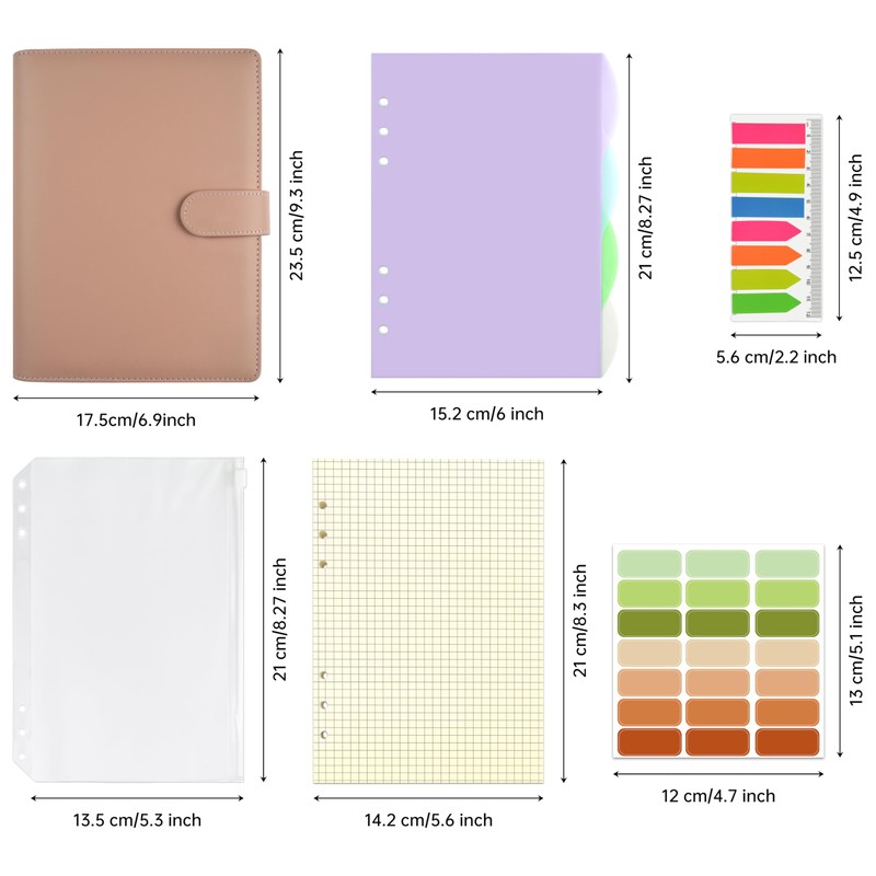 Mlife A5 Refillable Ring Binder, with 180 Sheets Refill Paper,A5