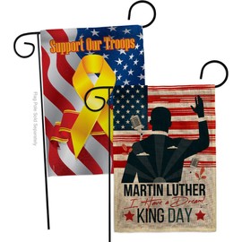 Martin Luther King Backyard Decor Burlap Support Our Troops Banner Pack Wall Art Flag Room Decorations Outdoor Kwanzaa Tapestry Yard Black History Month African American Heritage Gifts Made in USA
