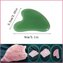YAMHOHO Gua Sha Jade Stone Gua Sha Massage Tool, Guasha Tool for Face and Body Skin Massage. Tools for SPA Acupuncture, Pink Stone for Body Face Neck and Eye, Skin Care Gift for Woman (deep Green)
