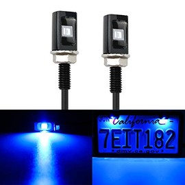 LivTee Super Bright License Plate Light, 12V License Tag Screw Bolt Accessories, Waterproof Black Aluminium Light Holder, Legal for Car Motorcycle Truck RV ATV Bike, Blue(2PCS)