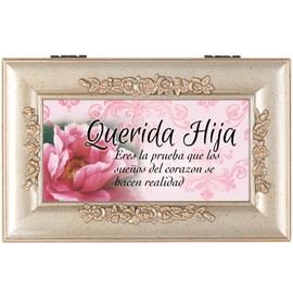 Cottage Garden Querida Hija Dear Daughter Speckled Silver Petite Rose Jewelry Music Box How Great Thou Art