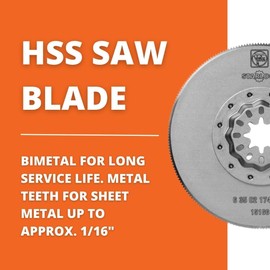 Fein Starlock HSS Saw Blade - Precision Cutting up to 1/16" on Sheet Metals, Wood, GFRP & Plastics, Bimetal with Metal Teeth, Circular Shape, 3-11/32" Diameter, 5-Pack - 63502174230