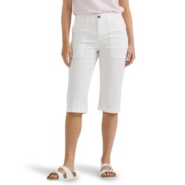 Lee Women's Ultra Lux Comfort with Flex-to-Go Utility Skimmer Capri Pant, Bright White, 12