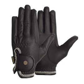 AK Horse Riding Gloves for Competition & Dressing with Crystal Diamante AKRS-6366 (Black, 2XS)
