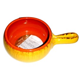 DE SILVA Terre D Umbria Yellow Pottery Handled Dish Soup Bowl HANDMADE IN ITALY