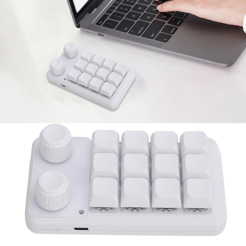 12 Keys Small Keyboard with Dual Knobs and RGB Light