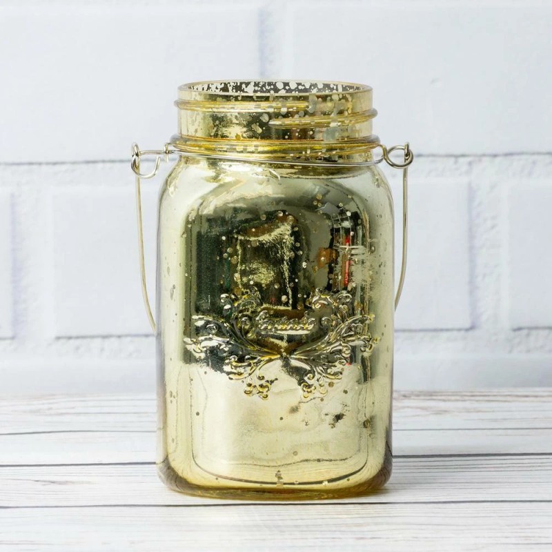 Fantado (6-Pack) Fantado Regular Mouth Gold Mercury Glass Mason Jar