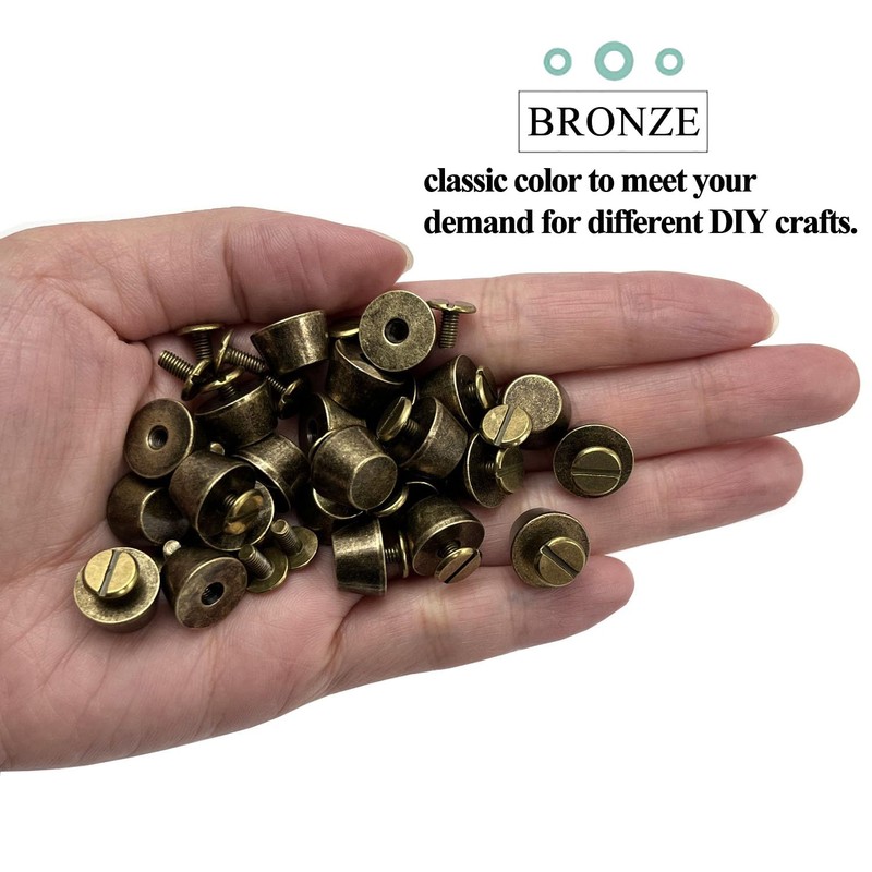 Honigo 24 Pack Bronze Rivets Stud Handbag Purse Feet 3/8