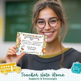 LOVEDMORE Groovy Teacher Mail Incentives Cards for Elementary Students, Classroom Rewards Cards for Teachers