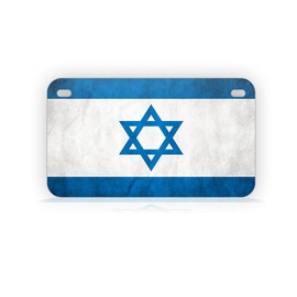 Israel Flag Motorcycle License Plate Israeli Star of David Mini-Sized Auto Tag
