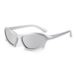 FEISEDY Wrap Around Fashion Sunglasses for Women Men Vintage Trendy Y2K Sunglasses Cool Bat Sport Sun Glasses B2335