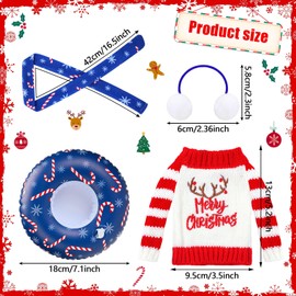 Ramede 8 Pcs Christmas Elf Clothing Accessory Set Christmas Elf Doll Clothes Include Earmuffs Cozy Scarf Inflatable Snow Tube Small Sweater for Elf Accessories Elf Doll Outfit Costume