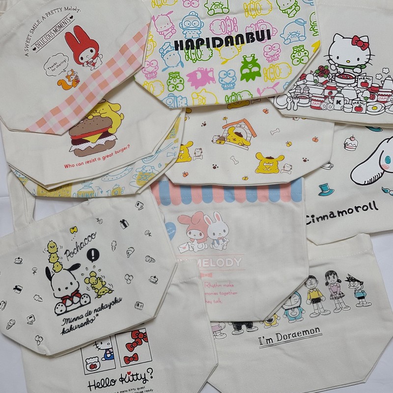 Sanrio Mini Tote Lunch Tote Bag, Canvas, Cotton, Cloth, Small