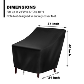 Patio Chair Covers Waterproof Patio Furniture Covers, Outdoor Heavy Duty 420D Deep Seated Patio Lounge Chair Cover for All Weathers Veranda Lawn Backyard Black