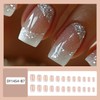 LOPMNGHT White French Press on Nails Medium Length Glitter Powder