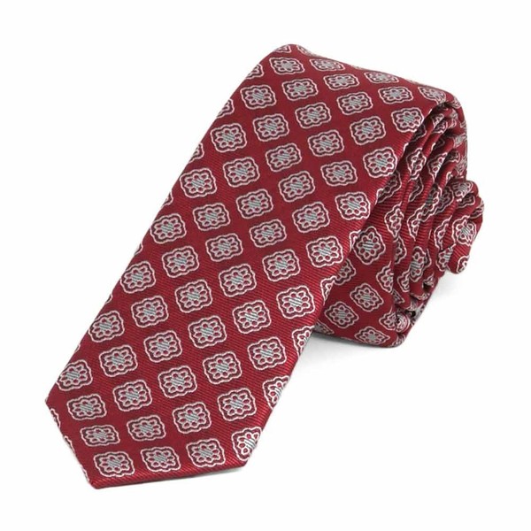 tiemart Pattern Skinny 2" Width Necktie (Floral Medallion)