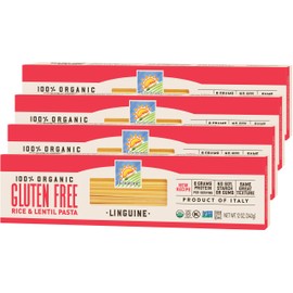 Bionaturae Linguine Pasta Noodles - Gluten Free Linguine, Rice & Lentil Pasta, Kosher Certified, High Protein, Non-GMO, Gluten Free Pasta Organic, Crafted in Italy - 12 Oz, 4 Pack