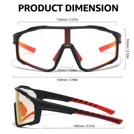 TJUTR Photochromic Cycling Glasses for Men Women Youth - TR90 Frame Sports Sunglasses - Wide Angle Anti Glare Running Baseball Fishing Driving Motorcycle MTB Riding UV400 Protection