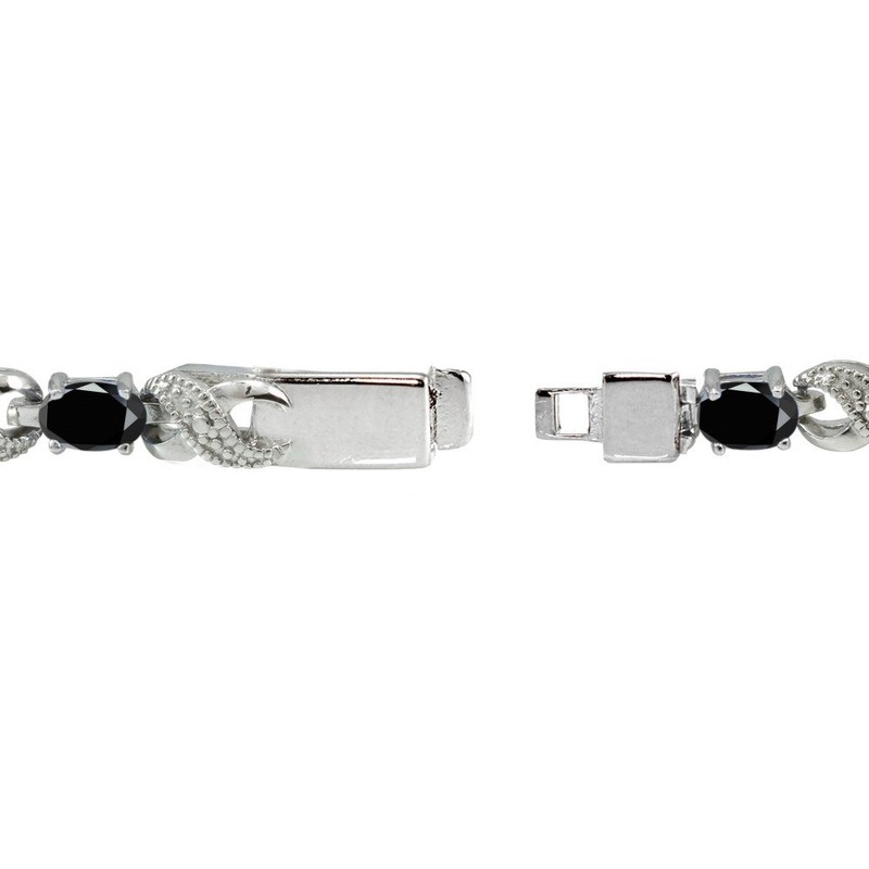 Ice Gems Sterling Silver Black Sapphire Accent Infinity Tennis Bracelet