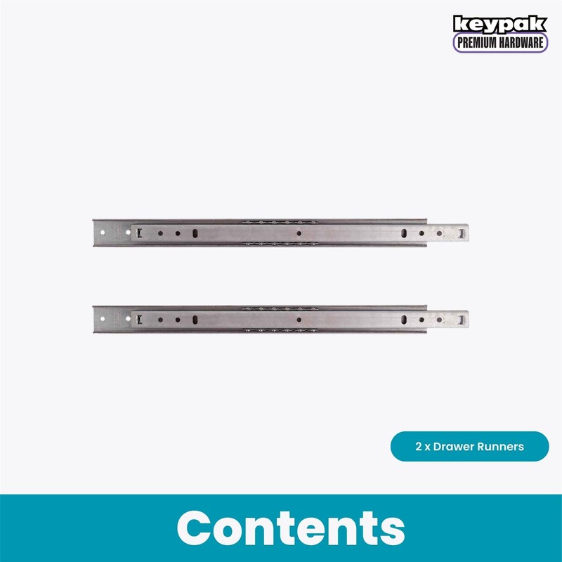 Keypak 2 Pack Zinc Plated Ball Bearing Drawer Runners -