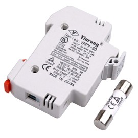 ZOOKOTO Solar Fuse Holder 15A 1000V DIN Rail Mount 1 Pole White Plastic Housing with 10x38mm Solar Fuse 15A