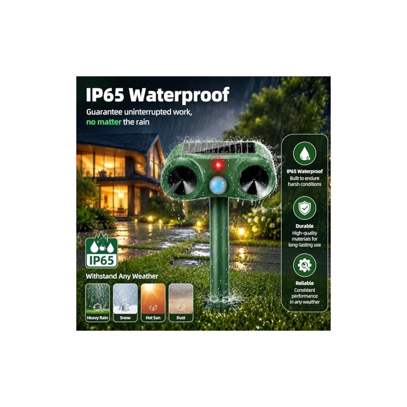 Solar Ultrasonic Animal Repeller 4 Pack Sonic Fortress Pro Deer