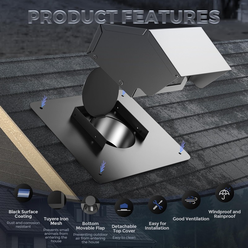 4 Inch Roof Vent Cap Bathroom Exhaust Roof Vent with